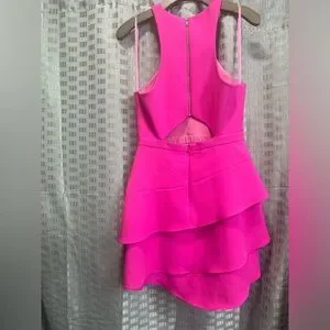 Bcbgmaxazria Womens Crepe Tiered Cocktail Dress Pink 8